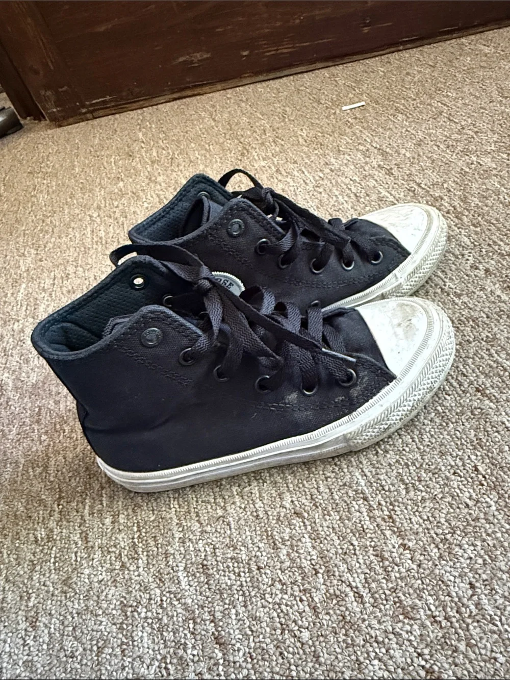 Kids Black High-Top Converse Sneakers - Lace-Up